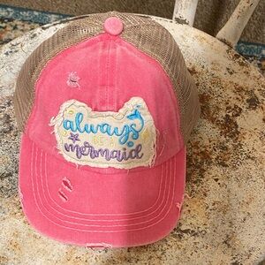 C.C Pink and Brown Mesh Hat with Crisscross Design